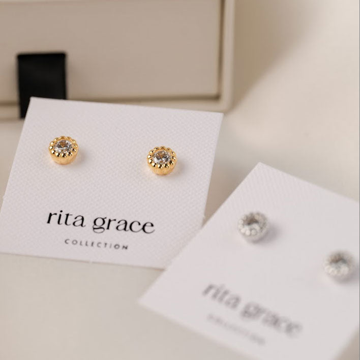 Scalloped Bezel Studs