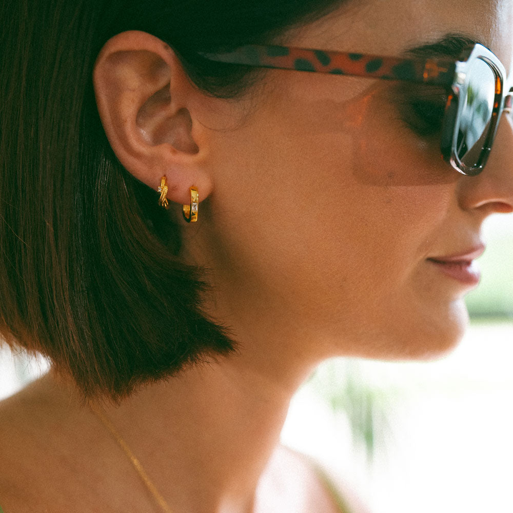 Organic Sparkle Wave Design Hoops