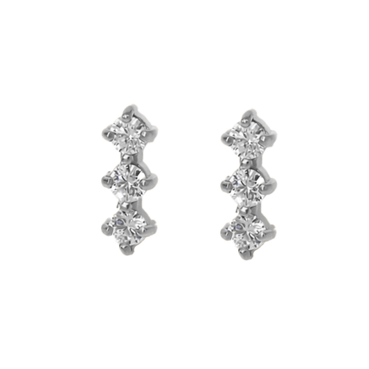 3-Stone Stud Earrings