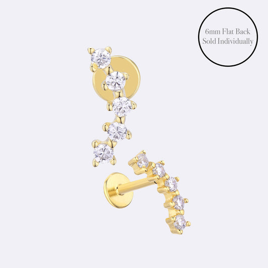Five Stone Flat Back Piercing Stud