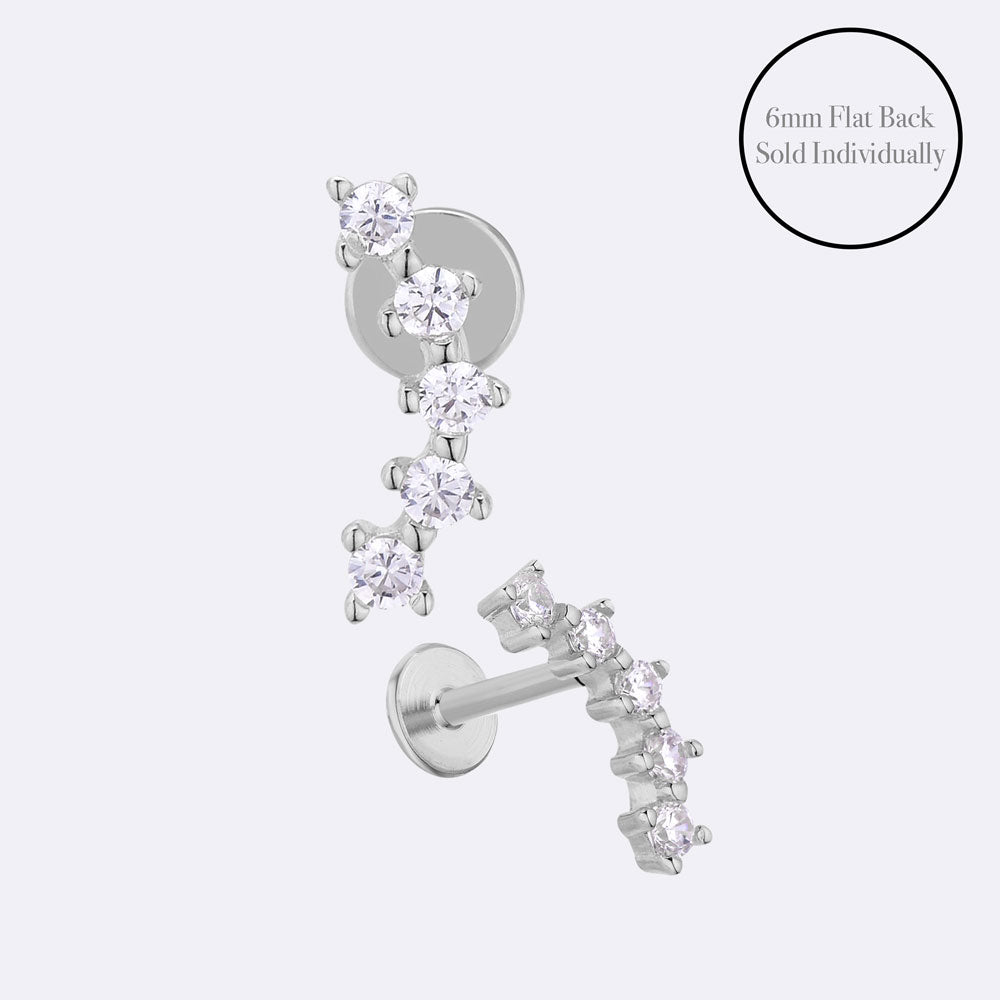 Five Stone Flat Back Piercing Stud