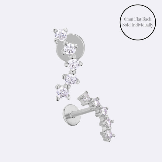 Five Stone Flat Back Piercing Stud