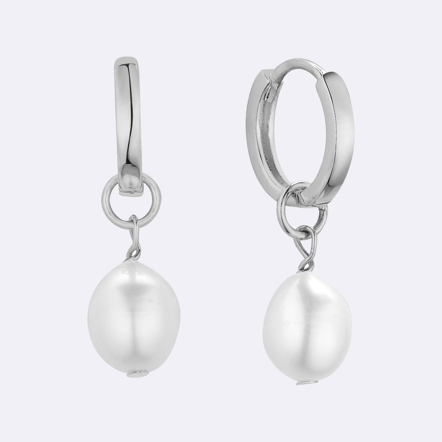Pearl Drop Huggie Hoop Earrings