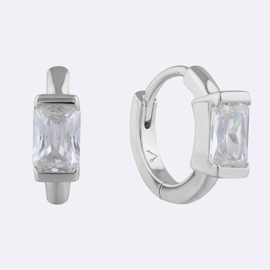 Baguette Stone Hoop Earrings