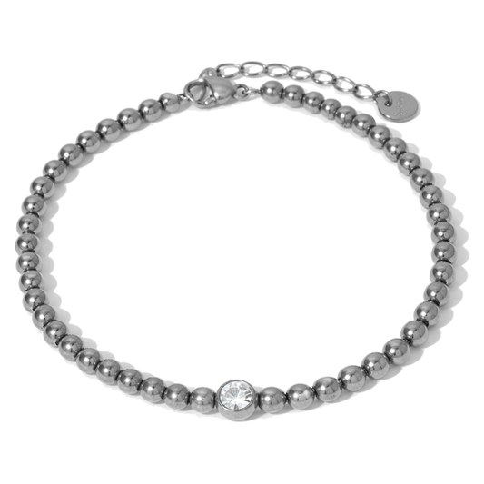 Beaded Bracelet with Bezel Stone