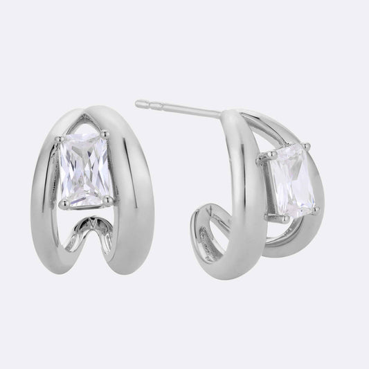 Chunky Baguette Illusion Stud Earrings