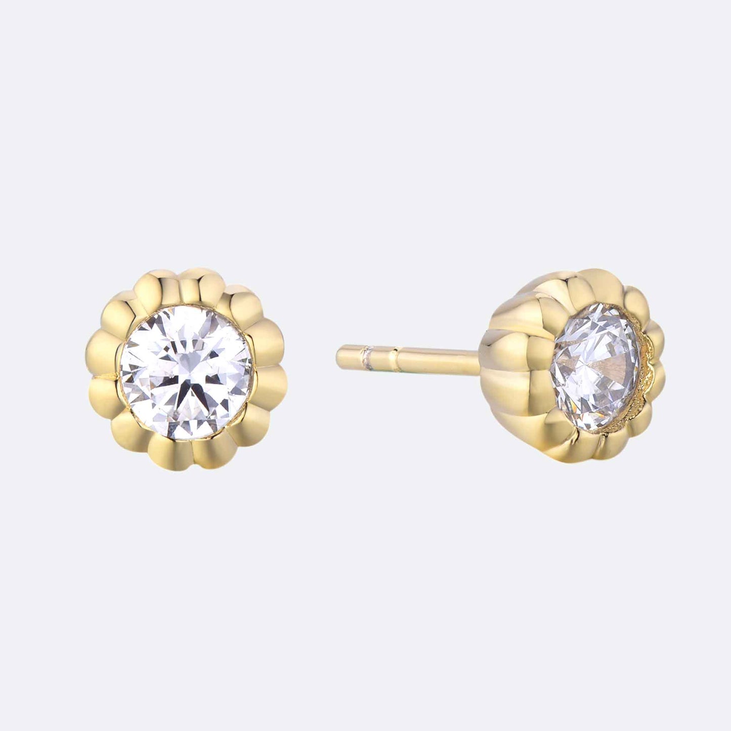 Scalloped Bezel Studs