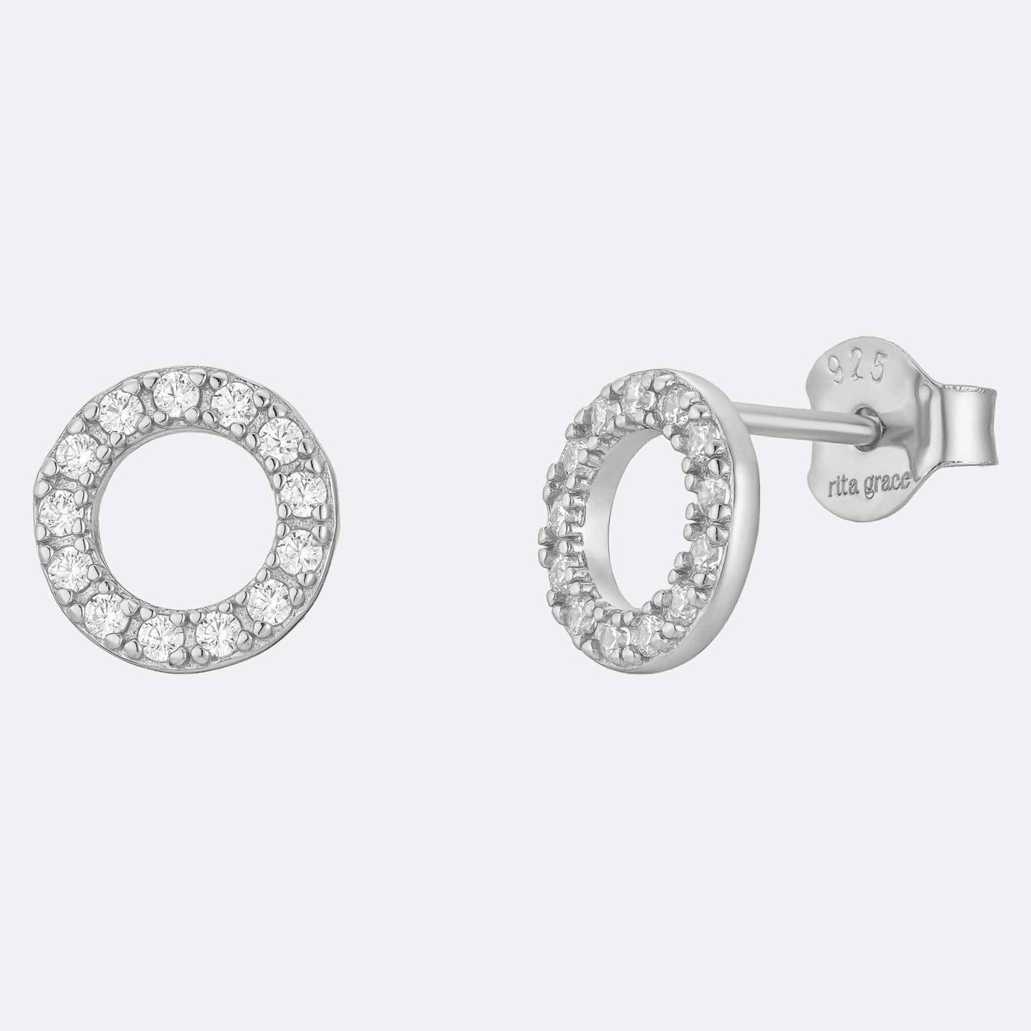 Nova Circle Sparkle Stud Earrings