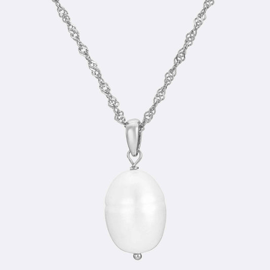 Ebb Pearl Pendant Necklace on Singapore Chain