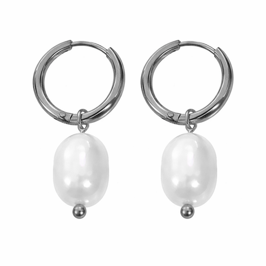 Removable Freshwater Pearl Charm Hoops