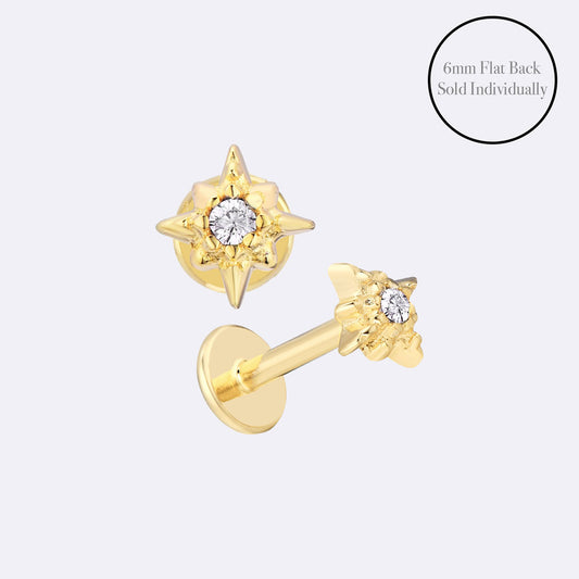 Star Flat Back Piercing Stud