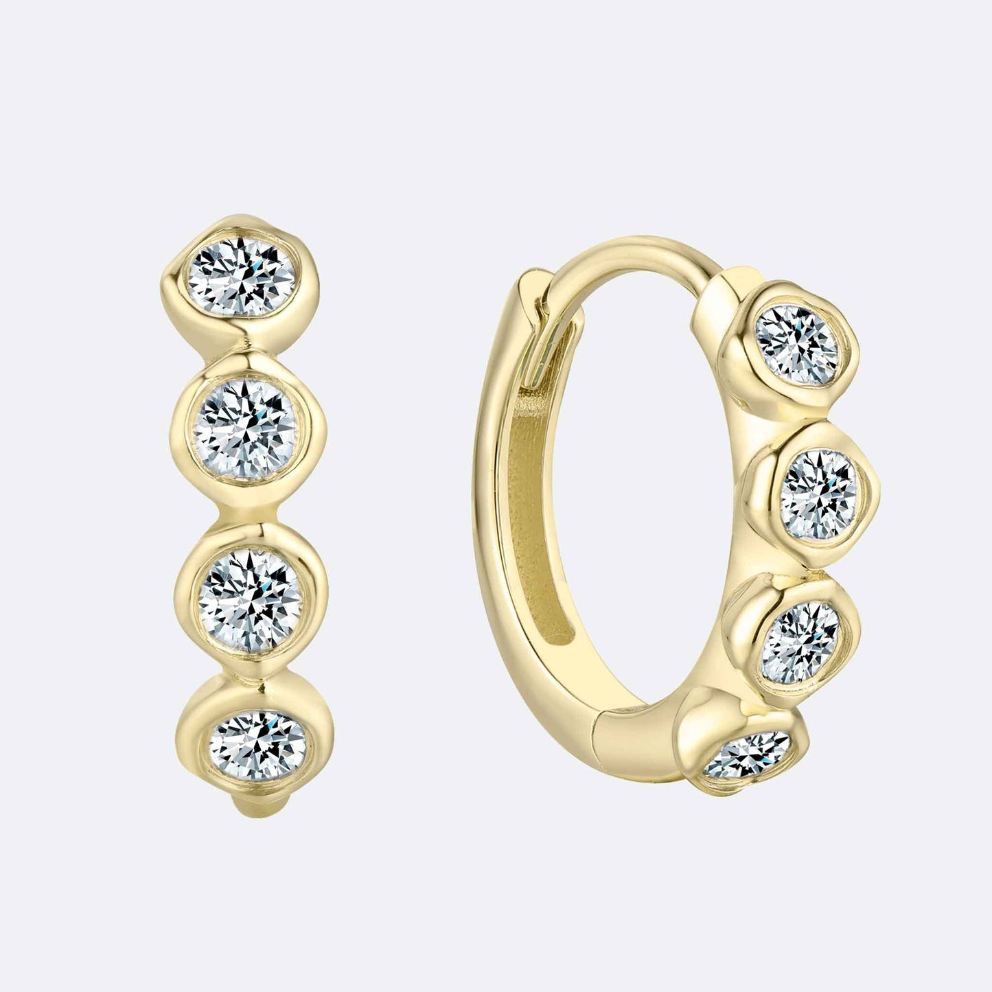 Bezel Set Huggie Hoop Earrings