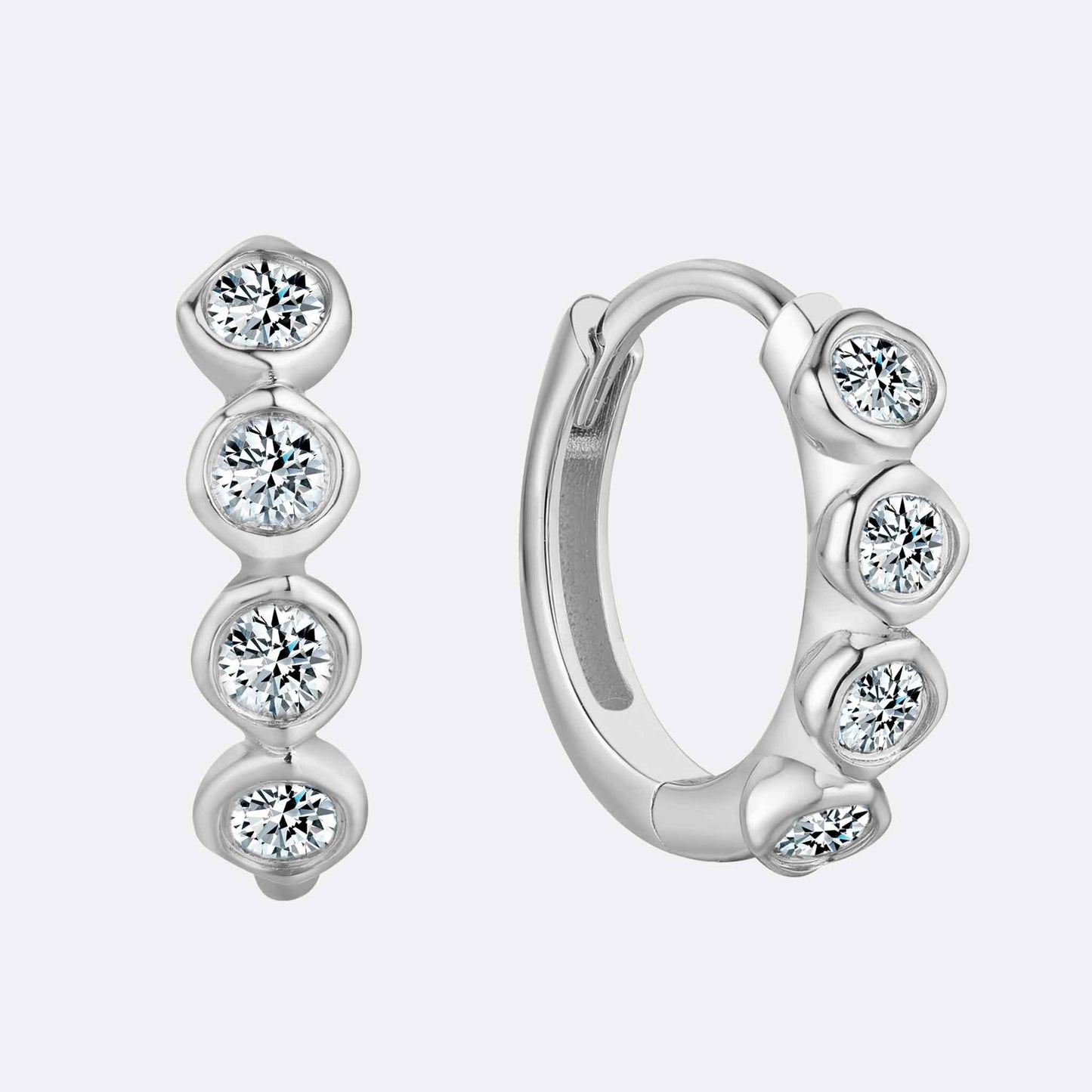 Bezel Set Huggie Hoop Earrings