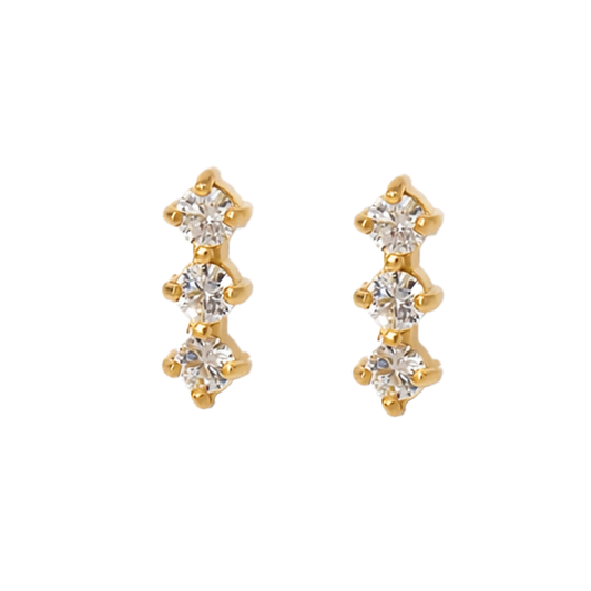3-Stone Stud Earrings