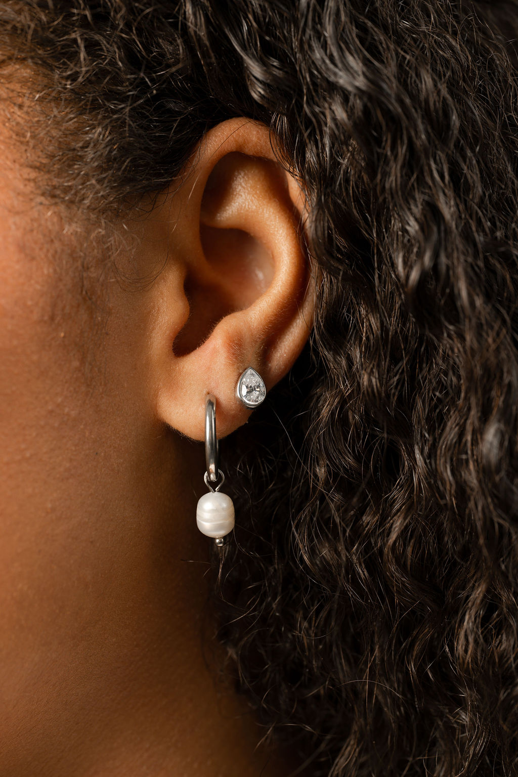 Removable Freshwater Pearl Charm Hoops