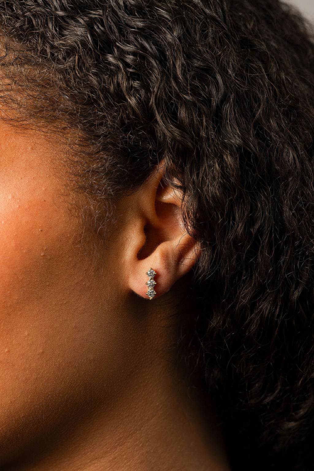 3-Stone Stud Earrings