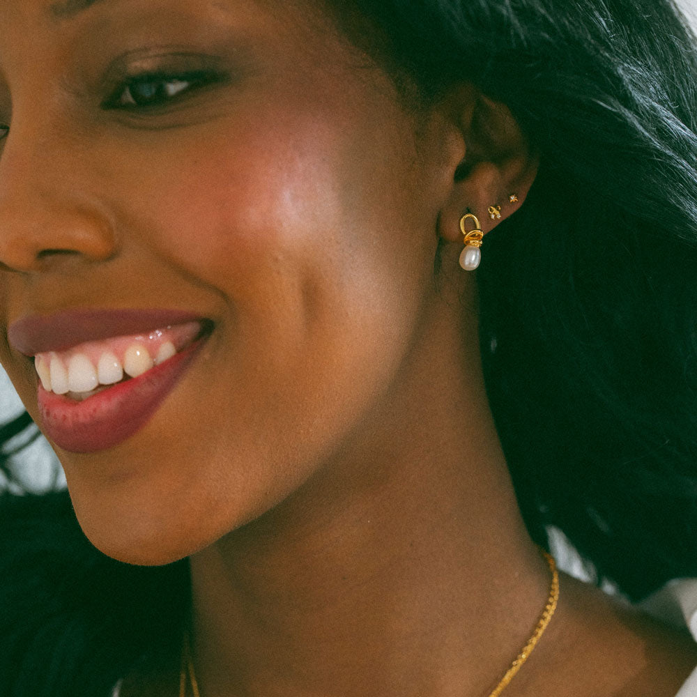 Freshwater Pearl Twist Stud Earrings