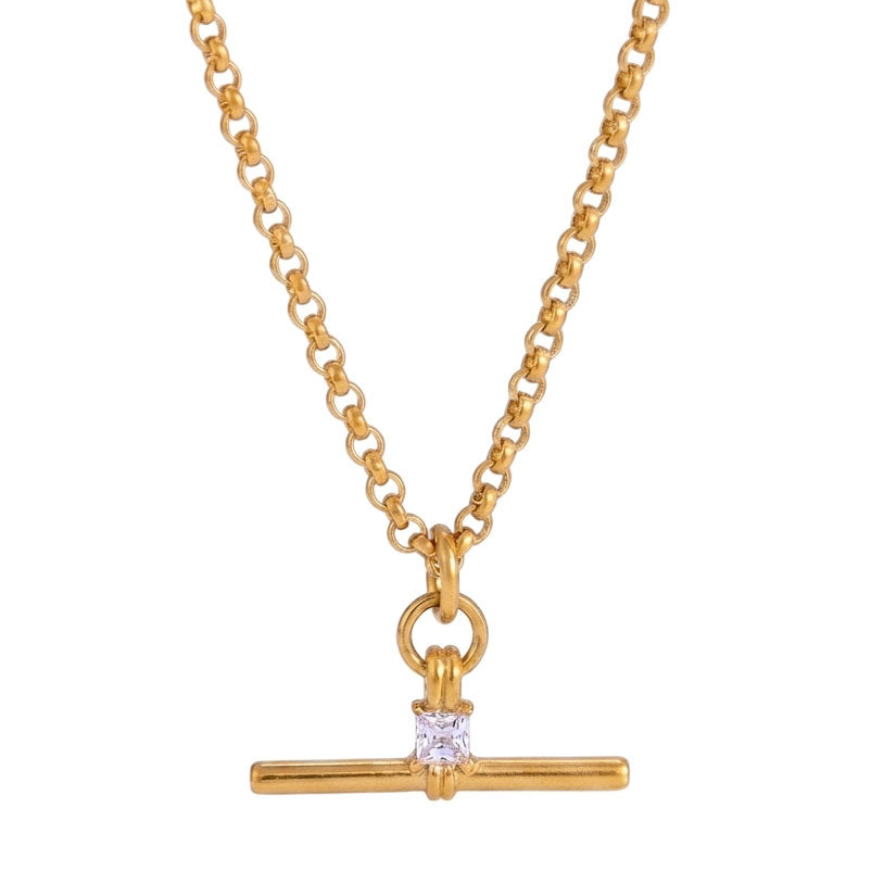 Princess Cut T-Bar Necklace