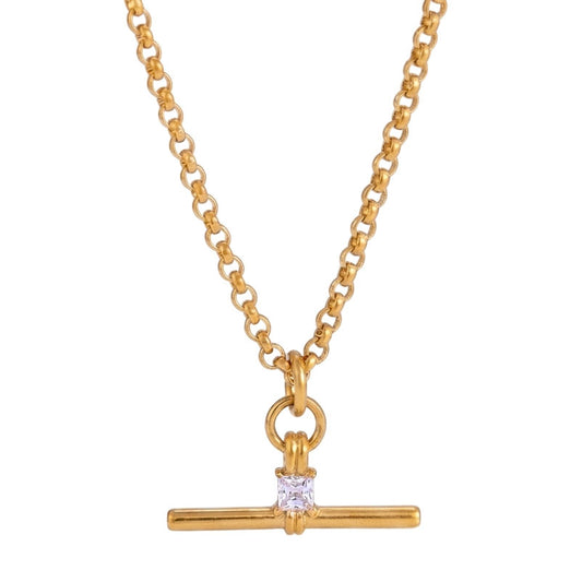 Princess Cut T-Bar Necklace