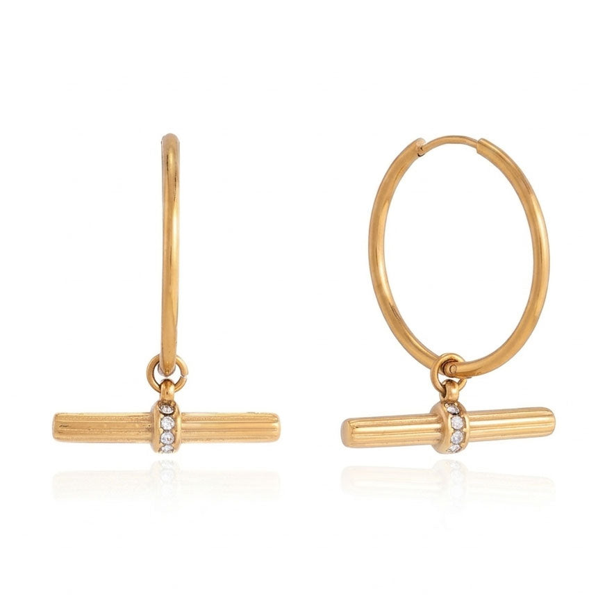Sparkle T-Bar Hoop Earrings