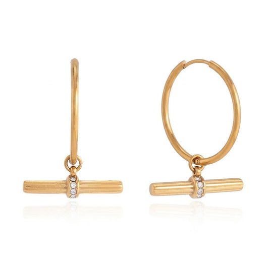 Sparkle T-Bar Hoop Earrings