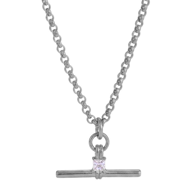 Princess Cut T-Bar Necklace