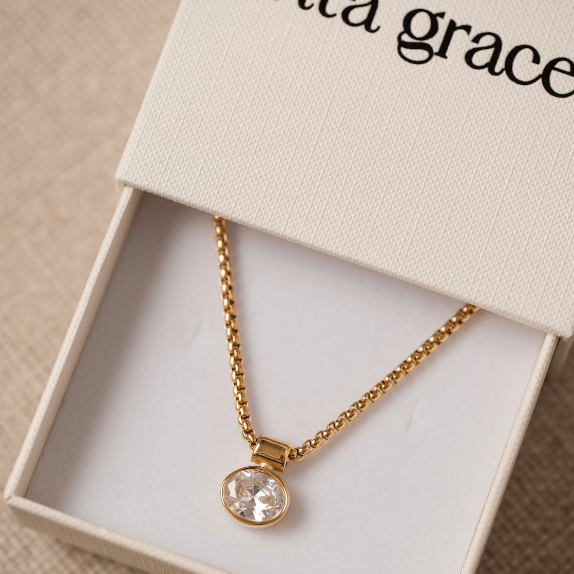 Bezel Stone Link Necklace