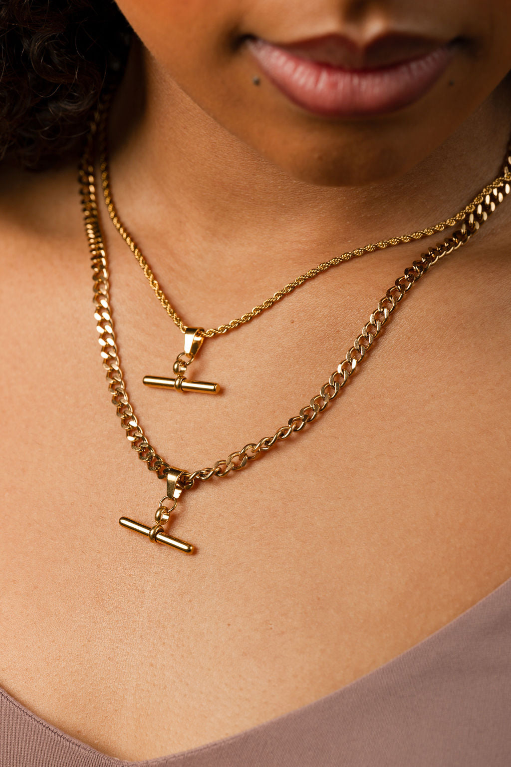 Rope Chain T-Bar Necklace