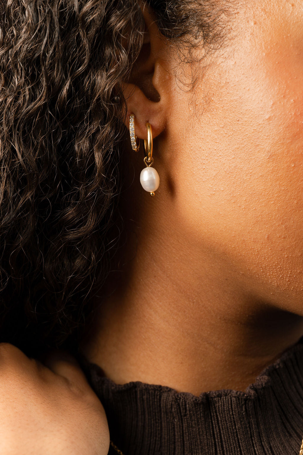 Removable Freshwater Pearl Charm Hoops