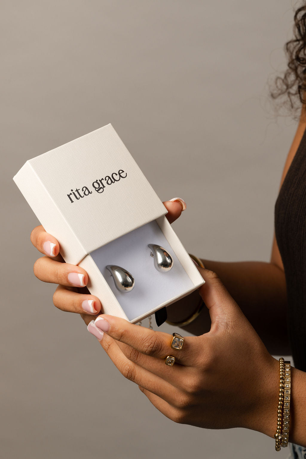 Teardrop Shaped Stud Earrings