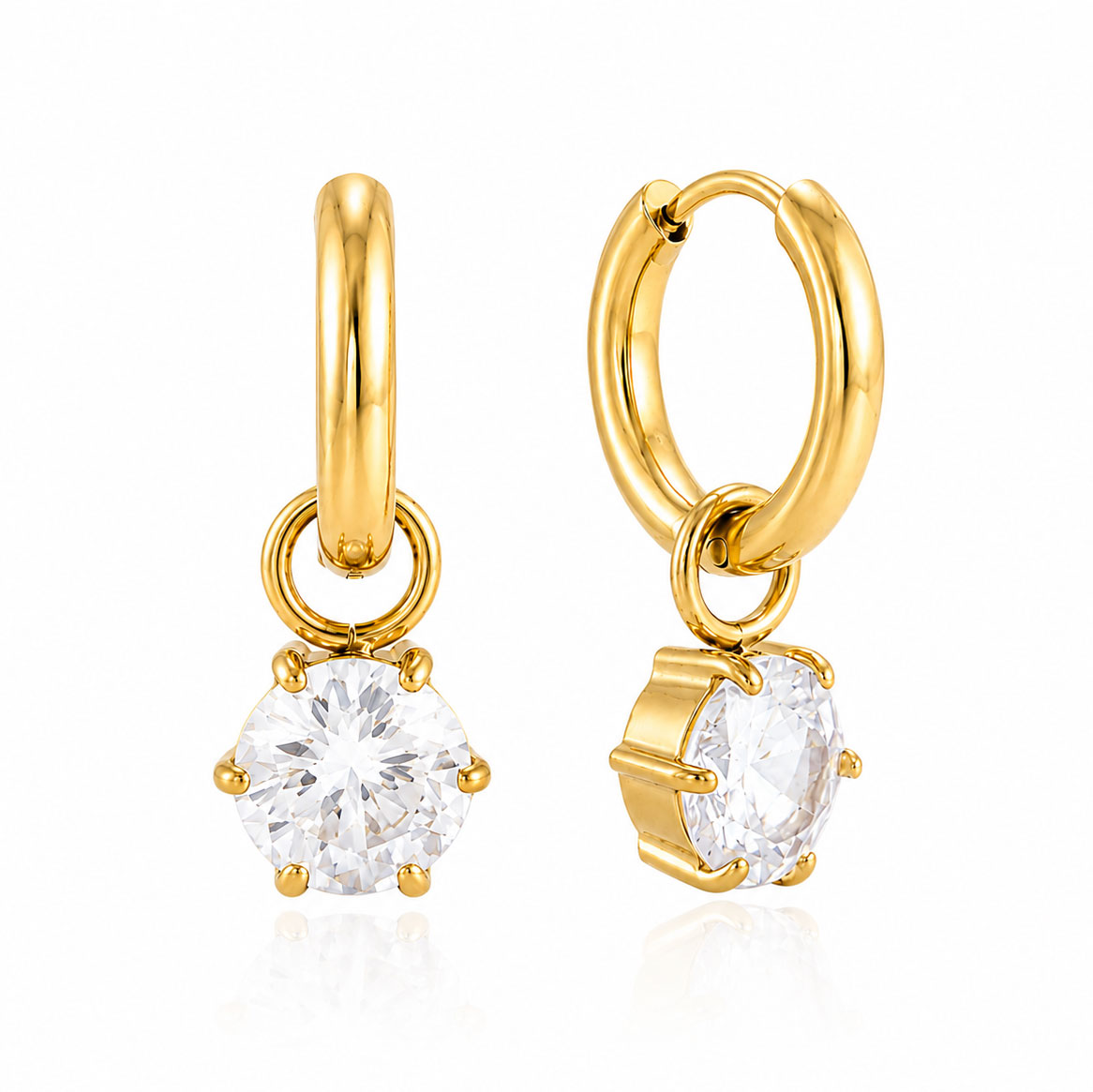2-in-1 Solitaire Charm Hoops