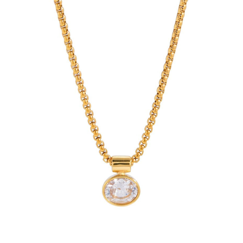 Bezel Stone Link Necklace