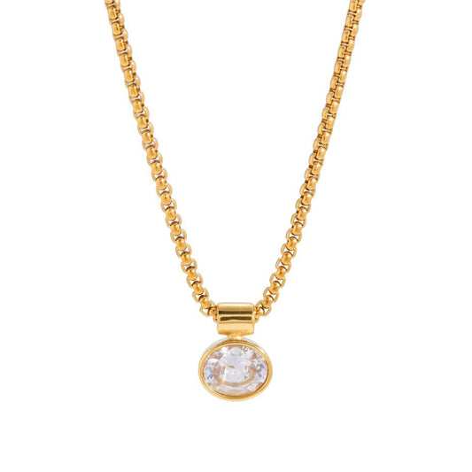 Bezel Stone Link Necklace